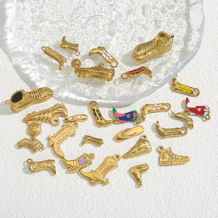Stainless Steel Shoes Boots Pendant Titanium Necklace Bracelet Diy Charms for Jewelry Making