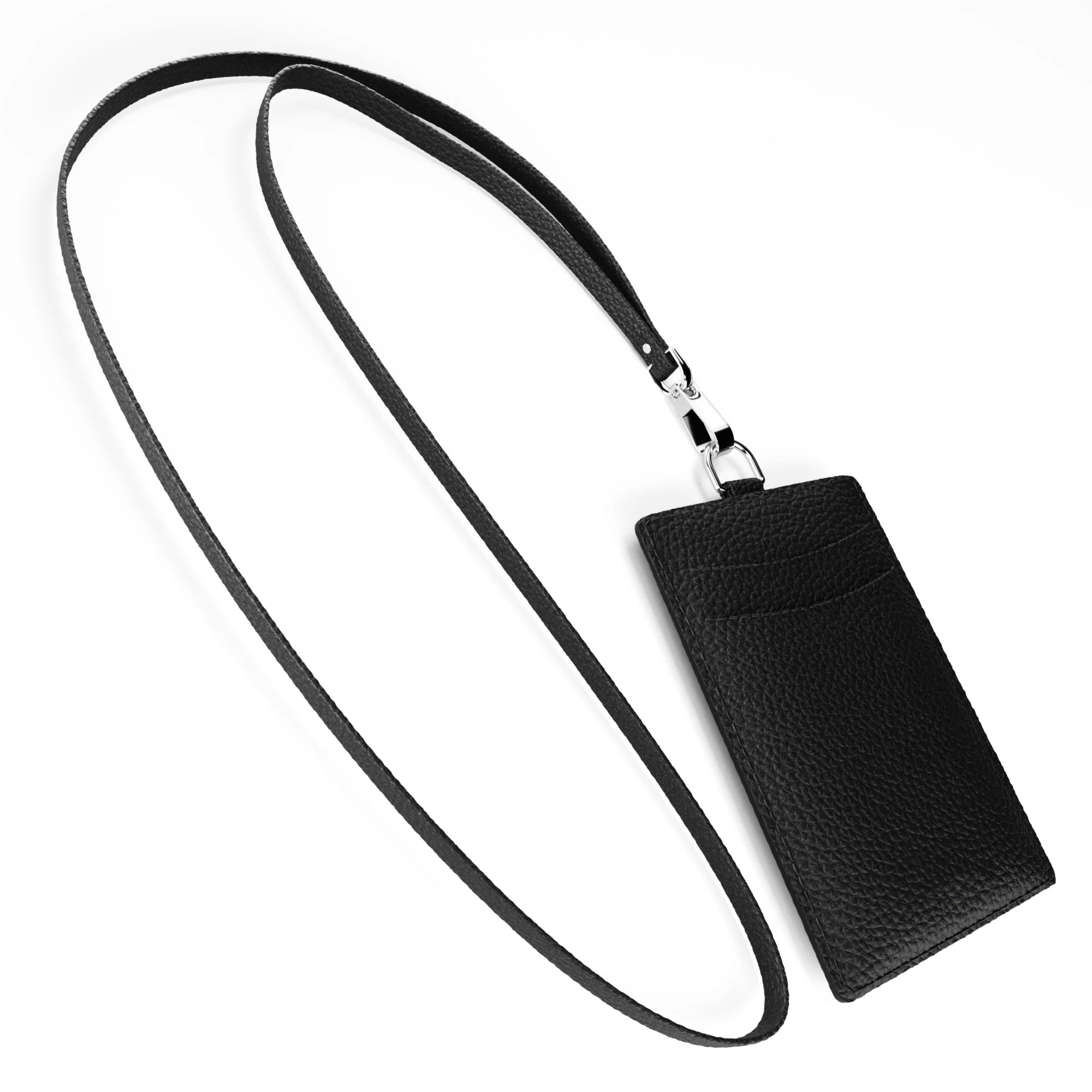 Premium Customized Logo Luxury Portable Genuine Leather ID Name Credit Card Holder Business Office Neck Lanyard ID Cardholder