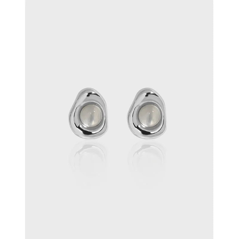 S925 Sterling Silver Hot Selling Designer Earrings Luxury Chalcedony Gemstone Stud Earrings 18K Gold Earrings Women Gift