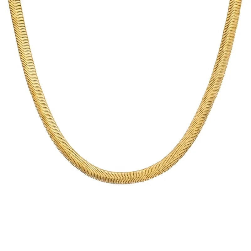 Chris April Fashion Jewelry PVD Gold Plated 316L Stainless Steel Snake Chain Choker Necklace for Women