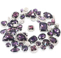 HFOUR Deep Purple 3D Glass Rhinestones 9 Facets Mixed Shape Flatback Crystal Buckle Silver Cup Chain Claw 50pcs/Bag Sew-On Loose