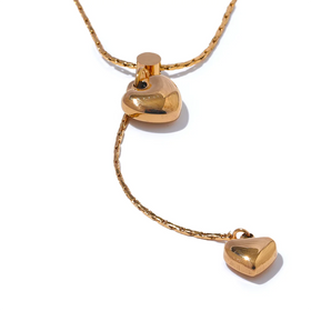 JINYOU 3387 Trendy Stainless Steel Metal Heart Love Pendant Necklace for Women 18K Gold PVD Plated Romantic Chic Jewelry Gala