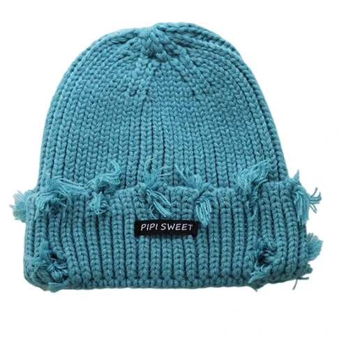Custom logo Keep Warm Crochet Hat Distressed Knitted Beanie Hat for Women Men
