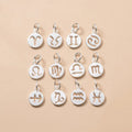 Hollow 12 Zodiac Signs 925 Sterling Silver Round Charm Pendant Component for Jewelry Making