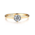 Top Selling Champagne Gold 925 Sterling Silver Round Cut Singer Cubic Zircon Rings for Women Wedding Jewelry Finger Ring