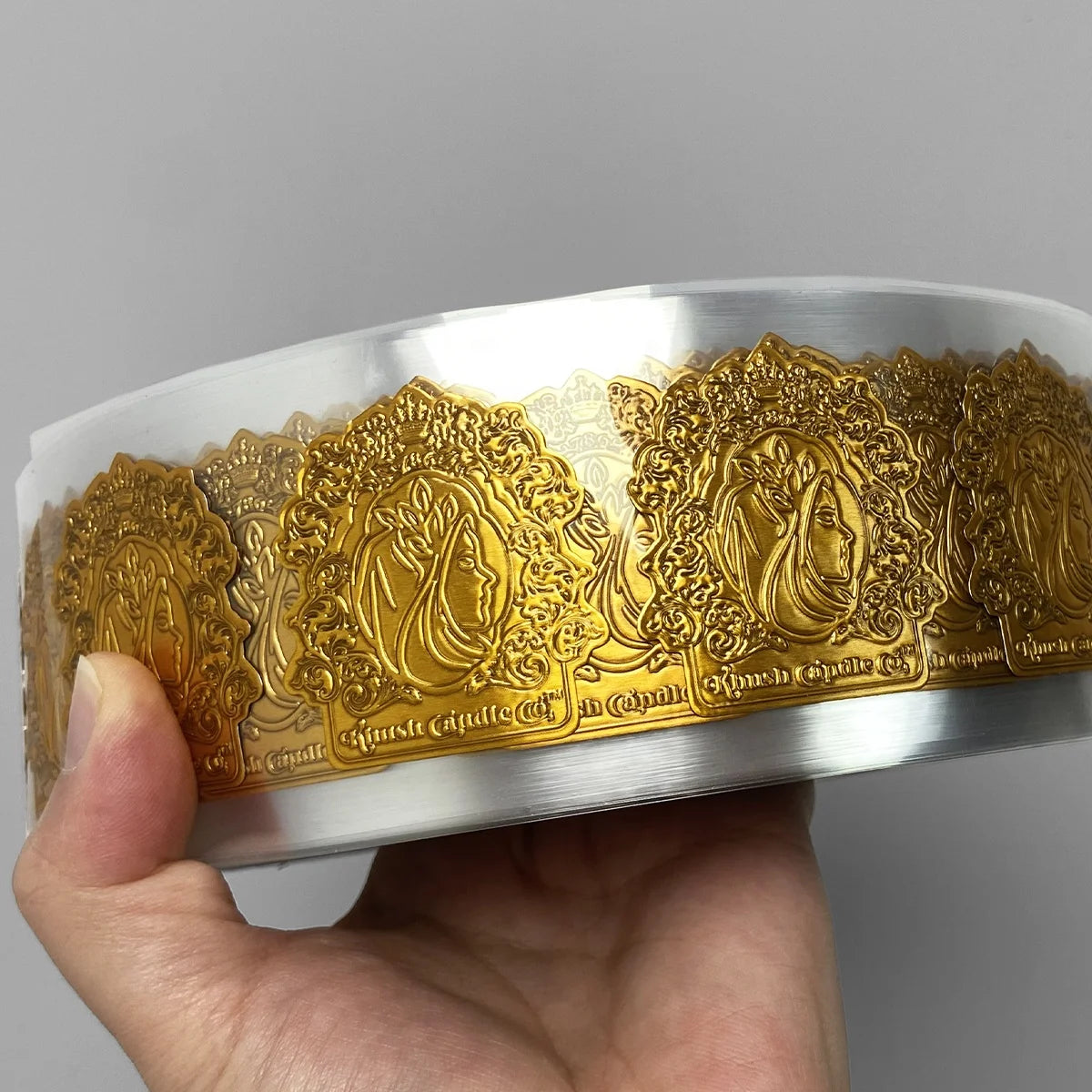 Custom Logo Self-Adhesive 3D Embossed Gold Foil Waterproof Metal Aluminum Candle Stickers Label for Perfume Bottle Candle Jar