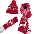 Christmas winter knitted wool inner fleece hat scarf gloves elk warm suit