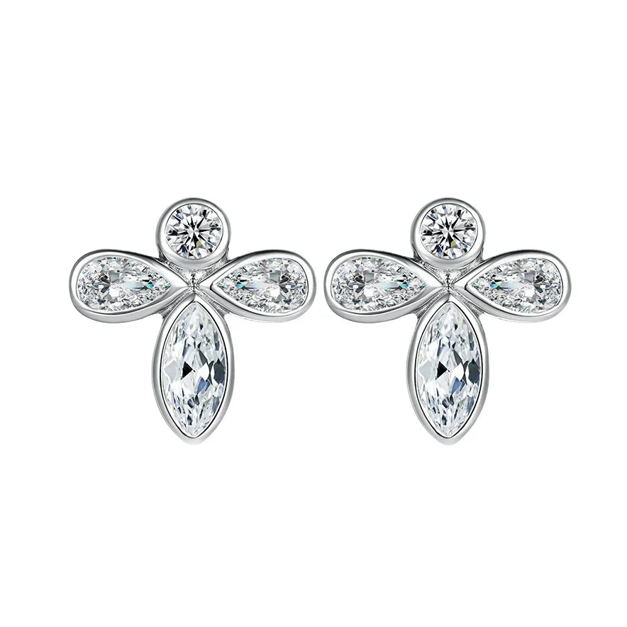 Wholesale Earring Studs Flower Shaped Marquise Cut 3.5*7mm Non Fading Women Earrings Studs 925 Silver