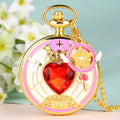 Sakura Anime Cosplay Pocket Watch With Gadgets for Gift Modern Pocket Clock for Party Favors Locket Watch Pendant Neckalce