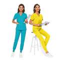 New Arrival Niaahinn Scrubs Uniforms Sets Women Polyester Medical Scrubs Uniform Short Sleeve V-Neck Unisex Nursing Scrubs Set