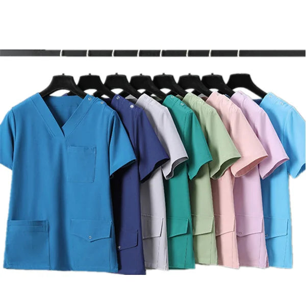 Wholesale High Elastic Breathable Hospital Nurse Scrubs Suits Custom logo 4 Way Stretch Medical Nurse Scrubs Top Pants Uniform