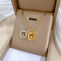 Fashion 18K Gold Plated Stainless Steel Chain Roman Numeral Circle Pendant Necklace for Women Girls Gifts