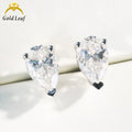 Goldleaf Luxury Women's Classic Earings VVS GRA Pear Shape 1.0ct Moissanite Diamond Stud Earrings 14K Solid Gold Stud Earring