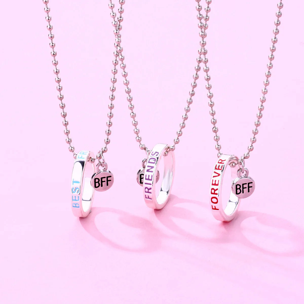 3Pcs/Set Best Friend Forever Necklace Set Female Boho Ring Pendant Bff Friendship Choker Fashion Necklace Jewelry Gift