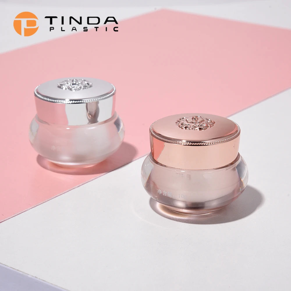 Luxury Double Wall Acrylic Plastic Cosmetic Containers Eye Cream Jars Printing Hot Stamping Shape Skin Care Lotion Packaging