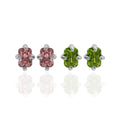 WMEF706 S925 Sterling Silver Stud Earring  Cubic Zirconia Rectangular Stud Earrings Platinum Plated 925 Stamped Silver