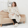 Factory Customized Sherpa Flannel Fabric Wearable Blanket Oversized Hoodie Plush Zipper Sweatshirt Portable Anti-Pilling Adult