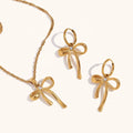 Dingran Wholesale Treding Stainless Steel Bow Jewelry Set Gold Plated Waterproof Earring and Necklaces