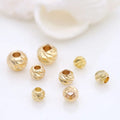 DIY Accessories Shiny Round Shape Beads 14K Gold Plated Brass Engraved Loose Ball Beads for Bracelet Jewelry Making Craft