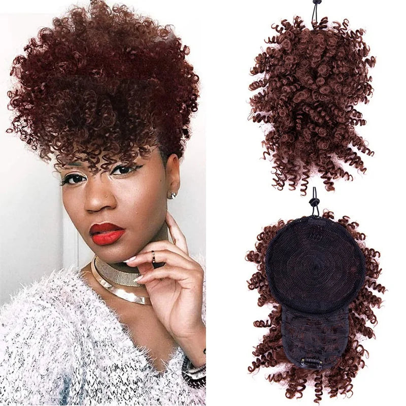 Hot Sale Synthetic Curly Fringe Bangs 11Color Hair Bangs Clips on Afro Puff Hair Bun With Bangs