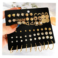 Fashion Women Trend Jewelry Crystal Stud Earrings Set Korean Geometric  Tassels Hoop Pearl Earrings