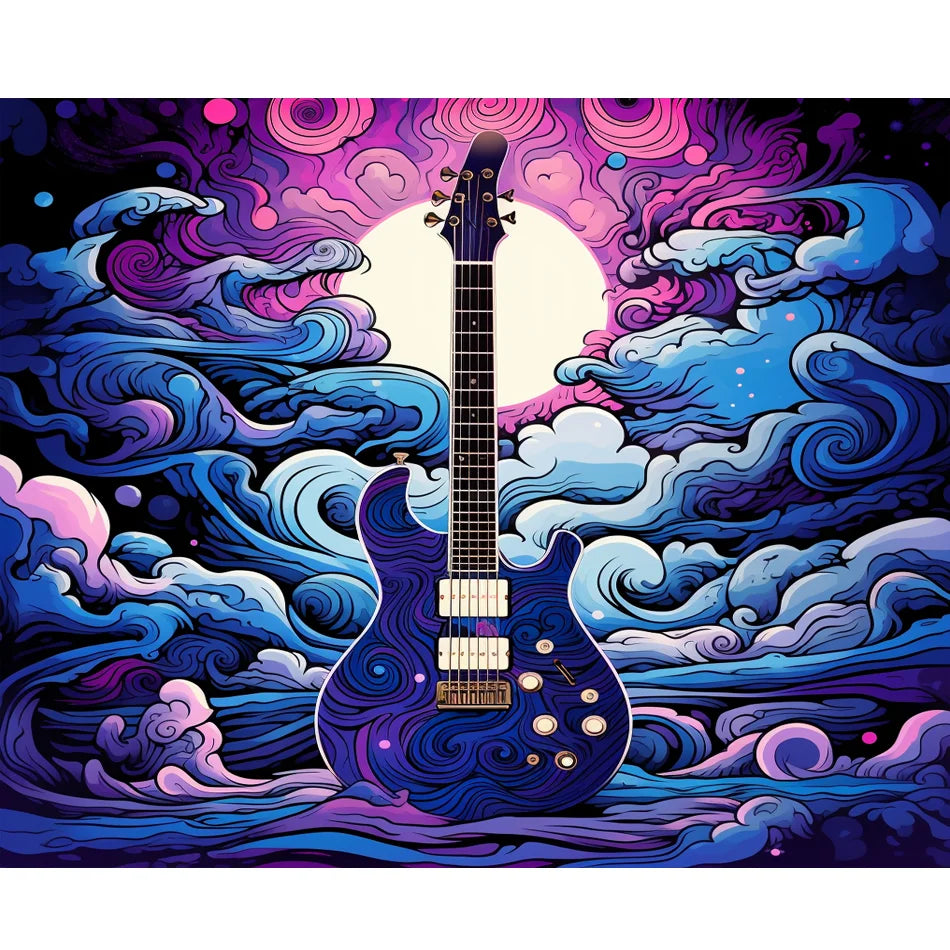 Diamond Painting Decor for Home 30x40cm Guitar Cloud Landscape Picture of Rhinestones Needlework Kits Gift for Home Decor