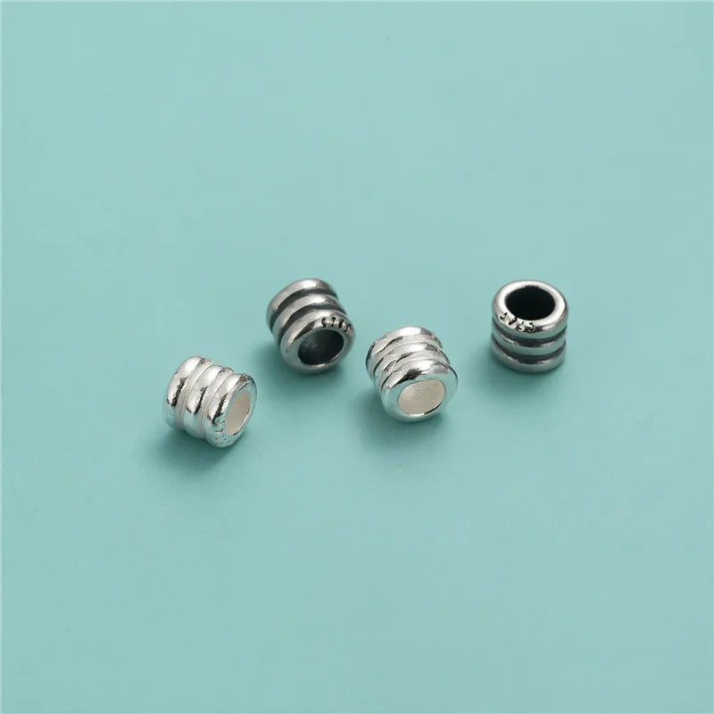 4.8mm 6.8mm Personalized 925 Sterling Silver Twist Striped Wheel Spacer Beads Antique Silver Tube Beads for Jewelry Making