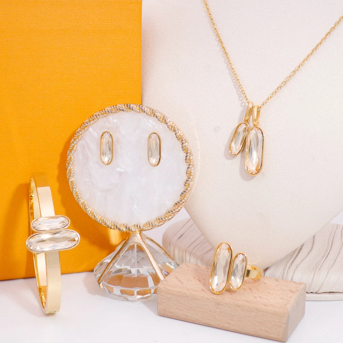 Factory Customization High Quality 18k Gold Plated 5A Rhinestone Jewelry Sets for Women Unique Gifts