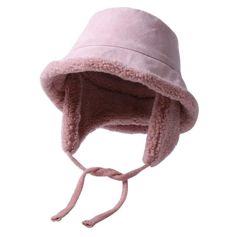 Artificial Fur Fluffy Plush Bucket Bicycle Hat Thick Fuzzy Cap for Skiing Cycling Camping Hiking Winter Hats with Ear Flaps