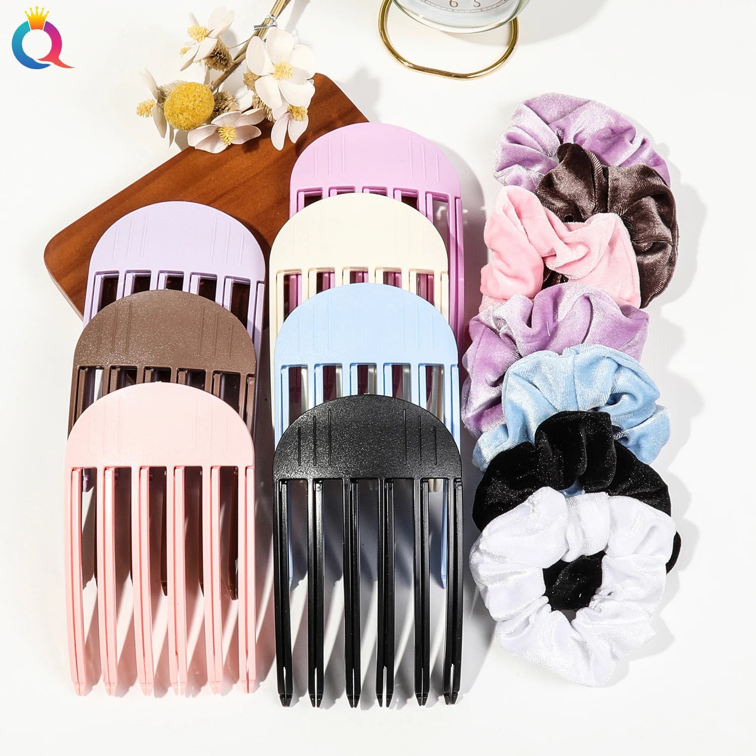 2 PCS Volumizing Hair Clips Hair Tie Hair Volume Clip Styling Tools Pink Scrunchie and Comb for Fluffy Bangs Clips for Root Lift
