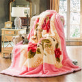 Adult Double Layer Winter Thicken Plush Weighted Blanket for Double Bed Warm Heavy Fluffy Soft Flowers Printed Throw Blankets