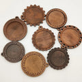 Retro Pattern Wood Jewellery Accessories DIY Round Blank Base Setting Bezel Charm Pendant for Jewelry Making