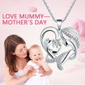 Personalized Heart Pendant Necklace Colorful CZ Diamond Rhodium Plated 925 Sterling Silver Heart Necklace for  Mother's Day Gift