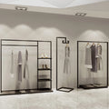 Iron Classical Black Clothing Display Stand Rack Men Garment Suit Store Interior Free Design Furniture