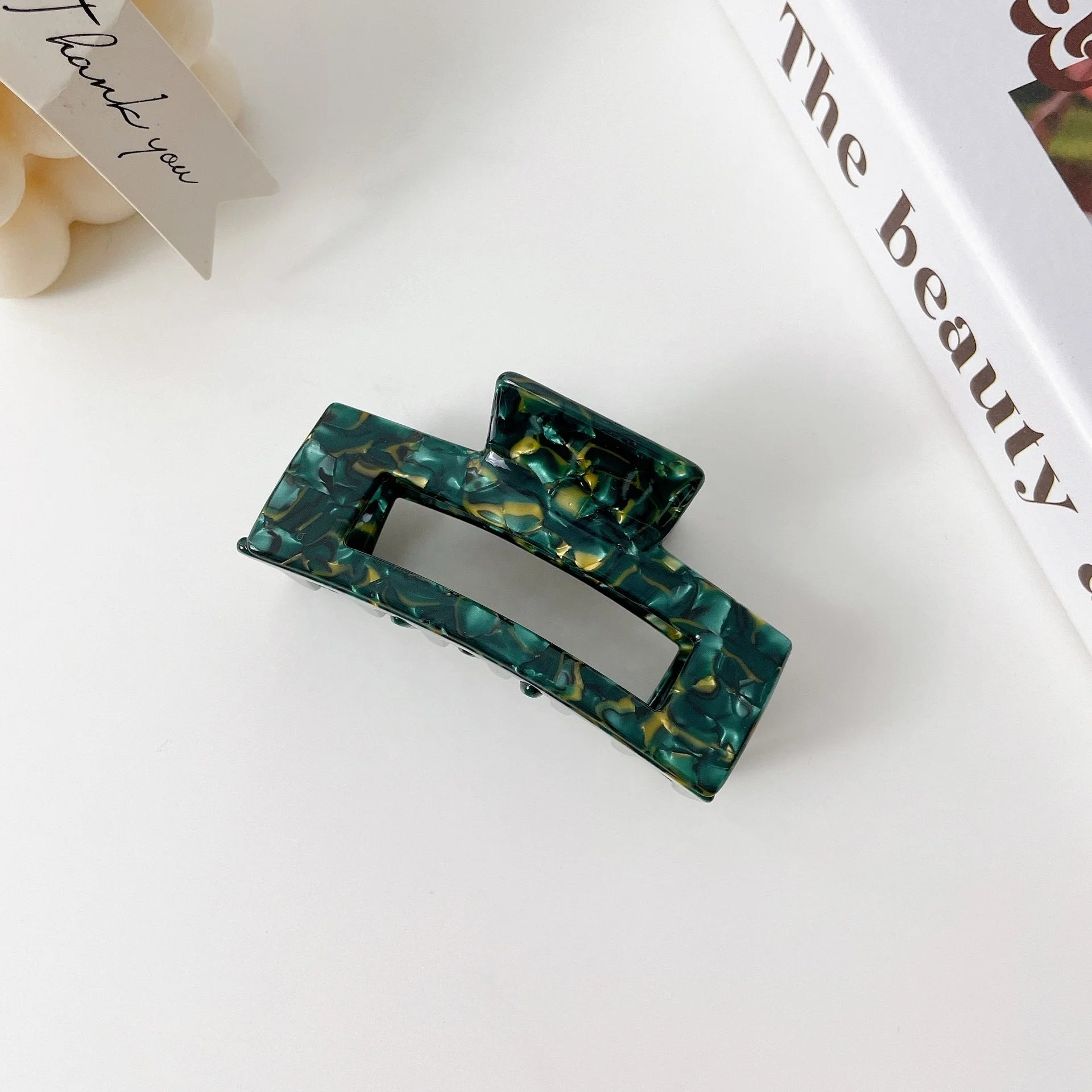 Super Large Summer Jelly Color 7.8 cm Length square Hollow Out Floral Hair Clip Claws