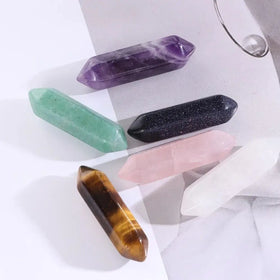 Wholesale Hexagonal Column Crystal Gemstone Pendant Geometric Natural Gemstone Bulk for Jewelry Making Fashion Pendants Charms