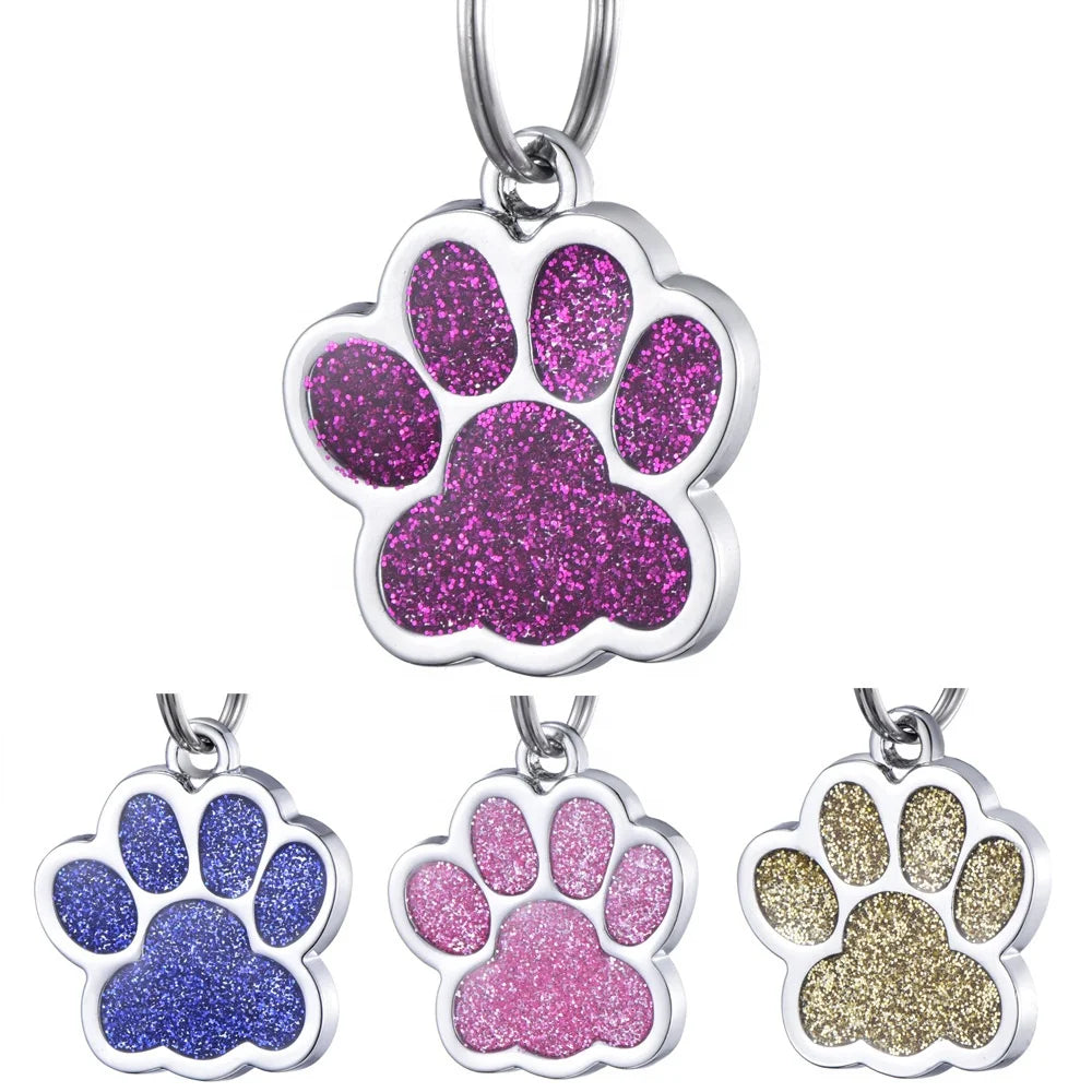 Custom Paw Shape Blank Metal Dog Tag Sublimation Stainless Steel Pet Name ID Plate 29mm