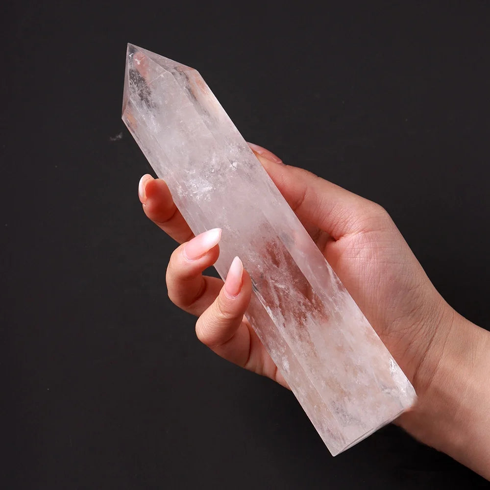 Natural Crystal Wand Clear Quartz  Meditation Home Decor Energy Gift Wand Point