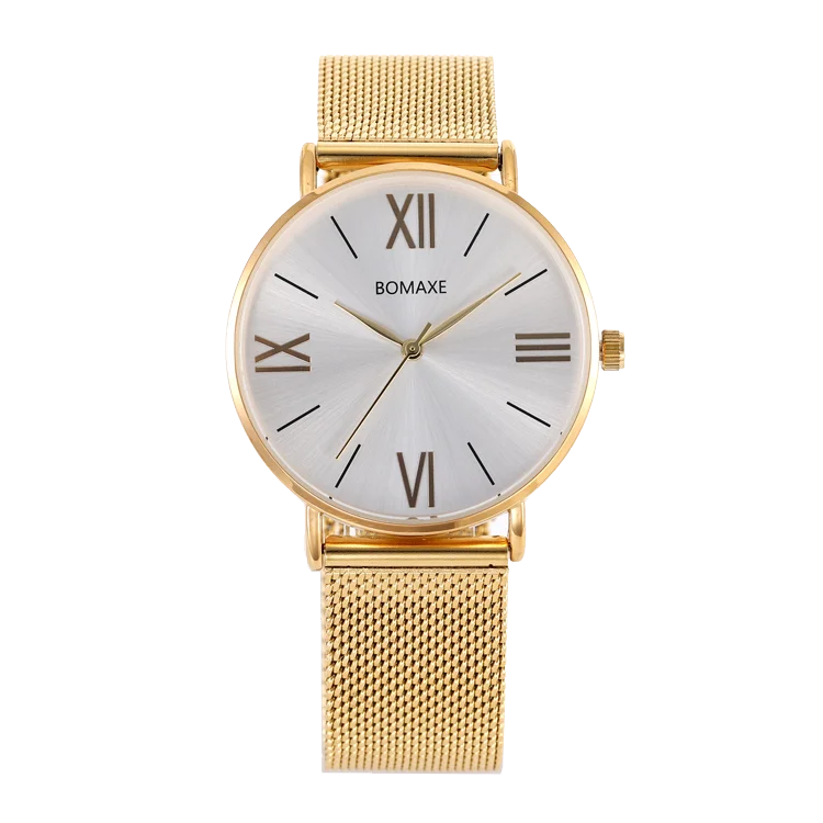 Wholesale Ladies Classic Quartz Wrist Watch Custom OEM Bling Mesh Gold Finish Low MOQ Waterproof Simple Style Crystal New China