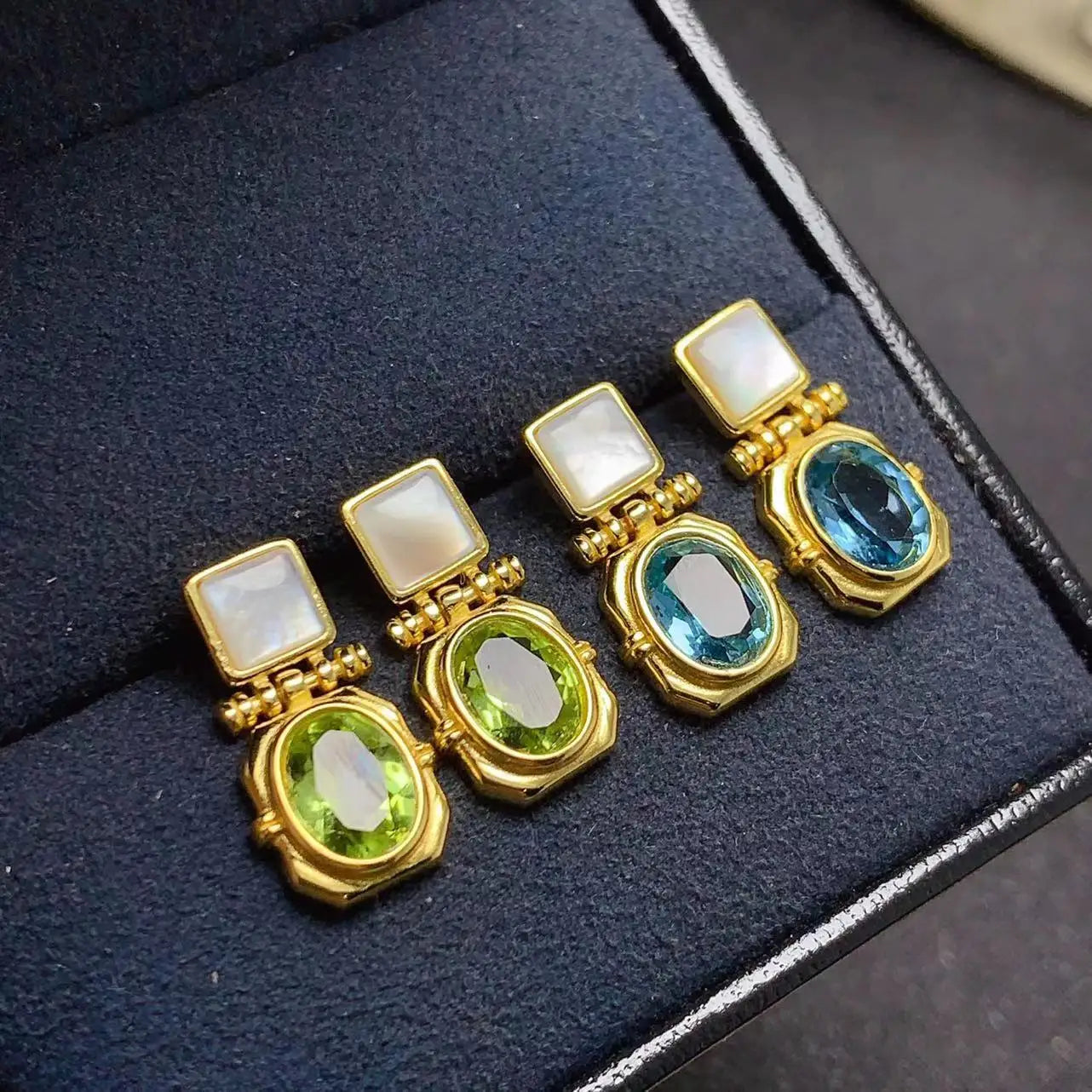Vintage Luxury 925 Silver Earrings for Women New Design Natural Birthstone Jewelry 6mm*8mm Main Opal Gold for Gift