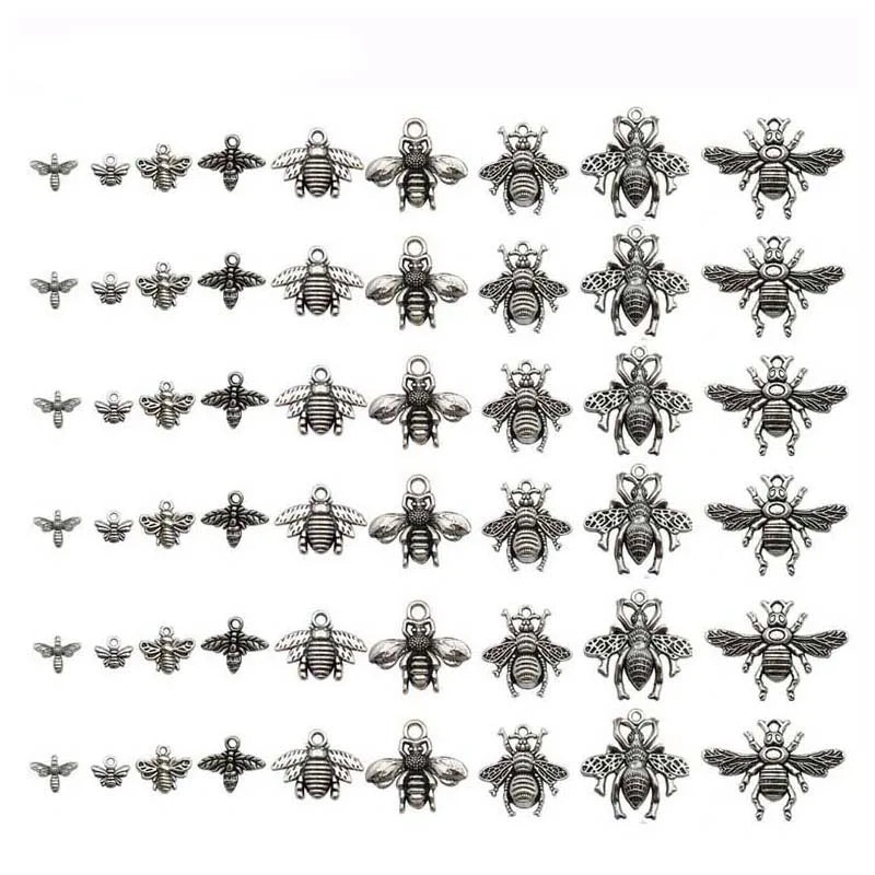 80pcs Charms Bee Tibetan Silver Plated Bronze Pendants Antique Earrings Jewelry Making DIY Handmade Craft Jewelry Pendant