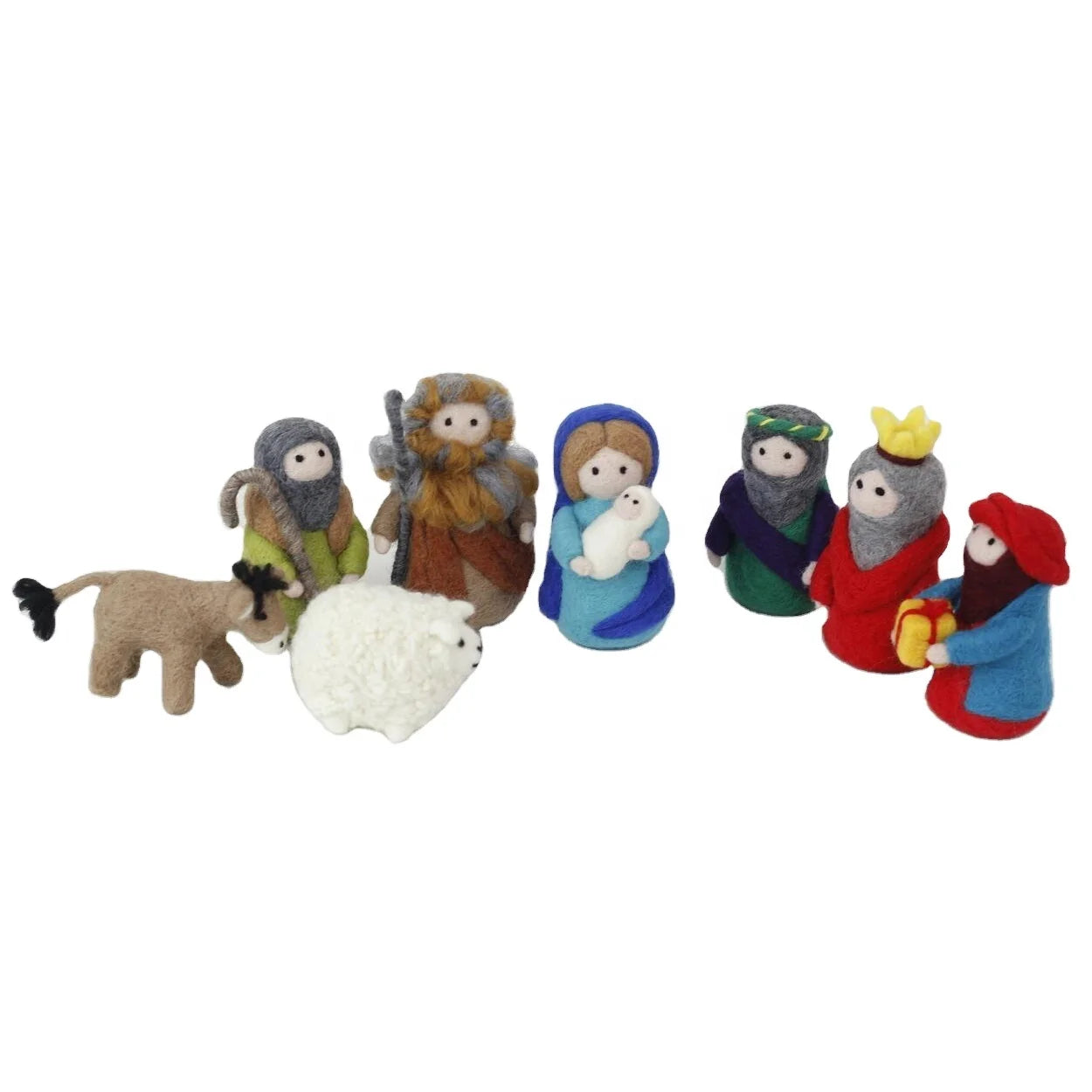 Customized DIY Craft English Instructions Animal  Starters for Nativity Set Wool Felt Novelty Gift Needle Felting Kit