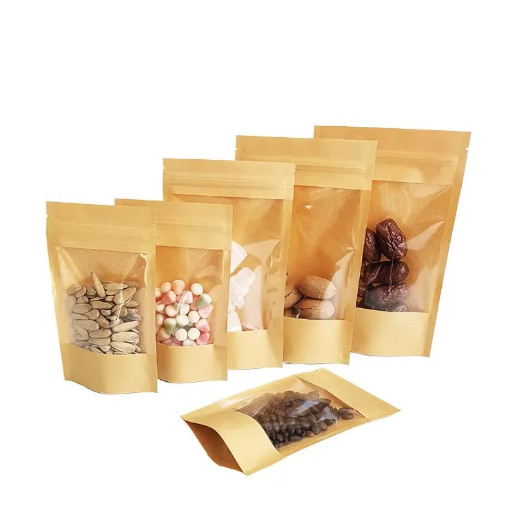 High Quality Eco-Friendly Brown Kraft Paper Zipper Pouch Bag Resealable Small Stand for Food Grade Packaging for Pet Food