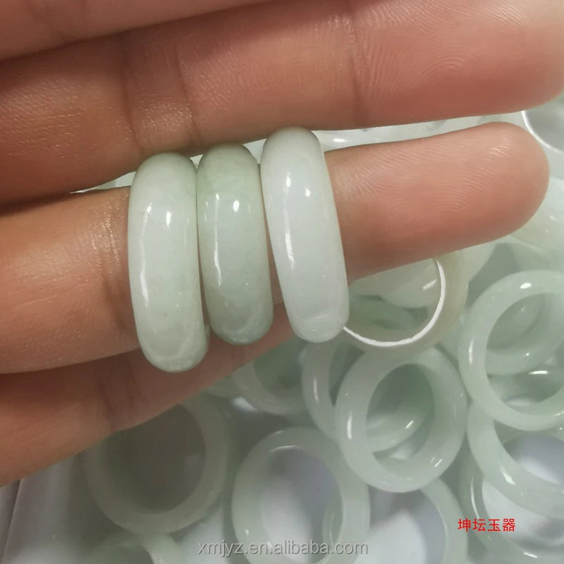 Certified Natural A-Grade Jade Ring Ice Floating Flower White Jade Ring Finger Male and Female Personality Couple Tail Ring