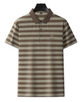 Light Luxury 2024 Summer New Youth Casual Men's  Shirt Striped Short-Sleeved Quick Dry Knitted Wear