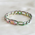Iridescent Figaro Link Chain Bracelet Mens Unisex Multi Tone Heavy Biker Jewelry