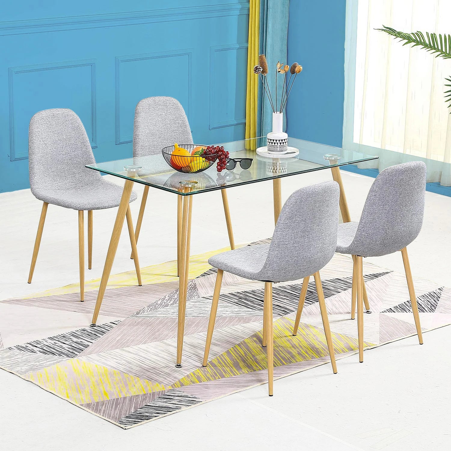 Modern Gold Stainless Steel Legs Convertible Glass Top Dining Chair with Customizable Shape for Home Furniture Entry Use
