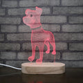 Dog Design Wooden Base 3d Illusion Led Lamp with Touch Switch Night Light for Kids Room