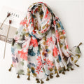Elegant Boho Style Girls Pink Olive Green Floral Print Cotton Feel Scarves Muslim Women Hijab Fashion Scarf Malaysia Hijab Shawl
