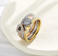 Popular Ins Style Stainless Steel Ring Four in One Heart-shaped Full Diamond Detachable Finger Fashion Jewelry Accessories